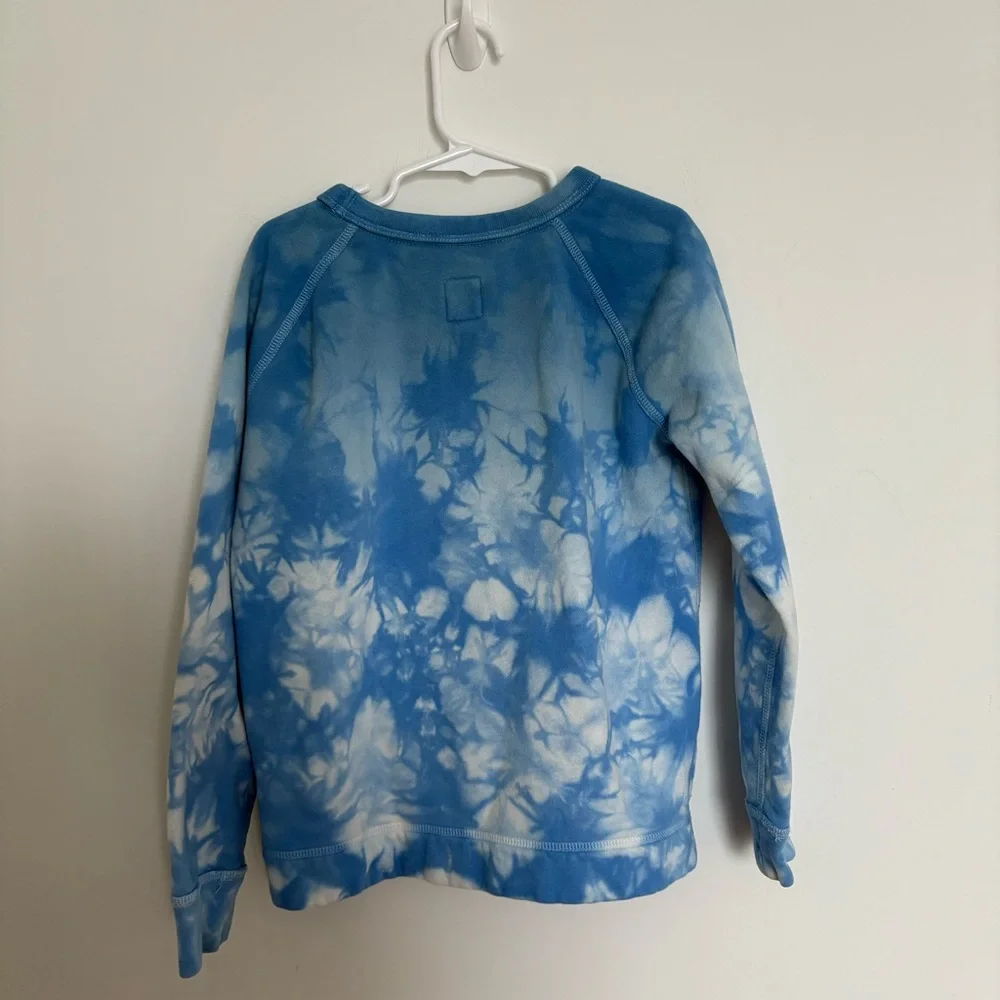 Gap Kids Girls Boys Unisex Tie Dye Crewneck Sweatshirt 6/7 YO Blue White Cotton